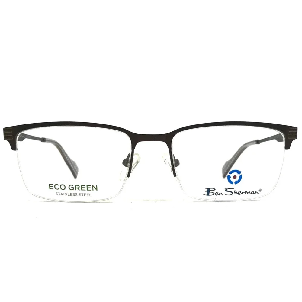 Ben Sherman Eyeglasses Frames GOSWELL C02 Brown Rectangle Half Rim 53-17-140